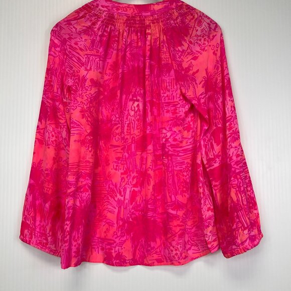Lilly Pulitzer Blouse Women Extra Small Elsa Silk Rule Breakers Work Party Core - Picture 9 of 12